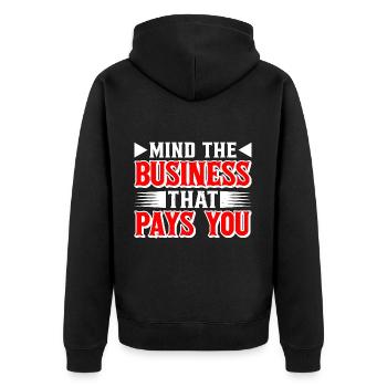 Attention à l’entreprise qui vous paie 39 - Veste à capuche bio Premium Unisexe - noir - Dos - Nico (187cm)