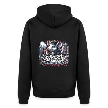 Rat in Graffiti Style: Urban Street Vibes - Unisex Premium Organic Zip Hoodie - black - Back - Nico (187cm)