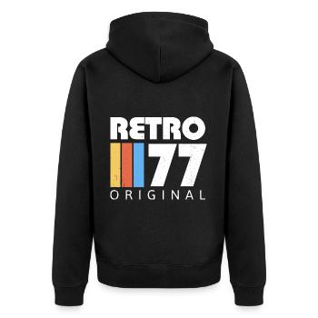 1977 Anniversaire Né En 1977 Rétro Vintage - Veste à capuche bio Premium Unisexe - noir - Dos - Nico (187cm)