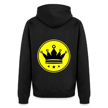 Krone Icon Symbol - Unisex Premium Bio Zip Hoodie - Schwarz - Hinten - Nico (187cm)