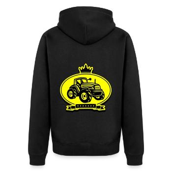 Traktor Landwirt Silhouette Trekker - Unisex Premium Bio Zip Hoodie - Schwarz - Hinten - Nico (187cm)