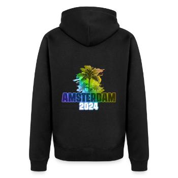 Amsterdam 2024 Vacances Palmiers Colorés - Veste à capuche bio Premium Unisexe - noir - Dos - Nico (187cm)