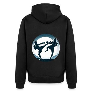 Muay Thai Fight - Unisex Premium Organic Zip Hoodie - black - Back - Nico (187cm)