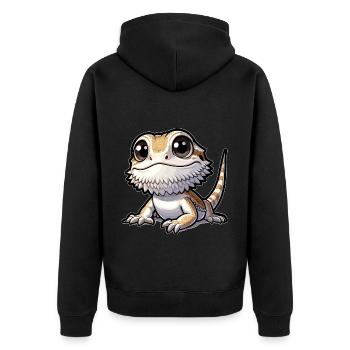Mignon Barbu Dragon Dessin Gecko Lézard - Veste à capuche bio Premium Unisexe - noir - Dos - Nico (187cm)