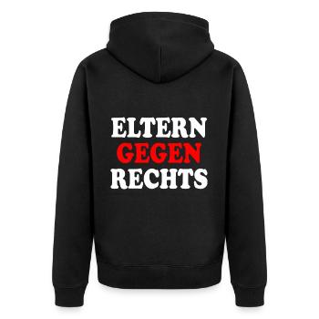 Eltern gegen rechts - Unisex Premium Bio Zip Hoodie - Schwarz - Hinten - Nico (187cm)