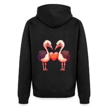 Autruche Couple Amour Couple Amoureux - Veste à capuche bio Premium Unisexe - noir - Dos - Nico (187cm)