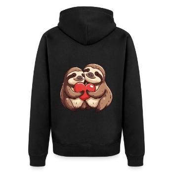 Paresseux Couple Amour Couple Amoureux - Veste à capuche bio Premium Unisexe - noir - Dos - Nico (187cm)