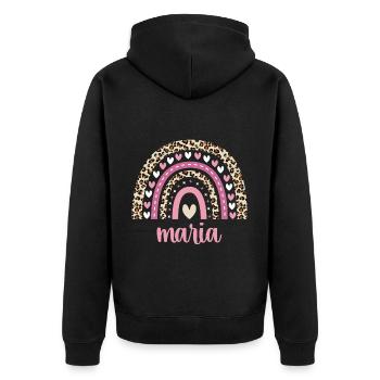 Maria Regenbogen Name Geburtstag Maria - Unisex Premium Bio Zip Hoodie - Schwarz - Hinten - Nico (187cm)