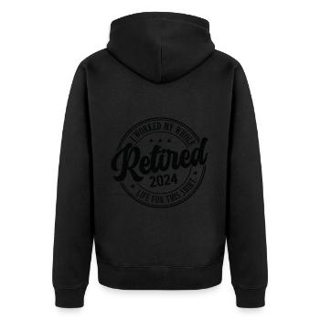 Retired 2024 I Worked My Whole Life For This - Unisex Premium Organic Zip Hoodie - black - Back - Nico (187cm)