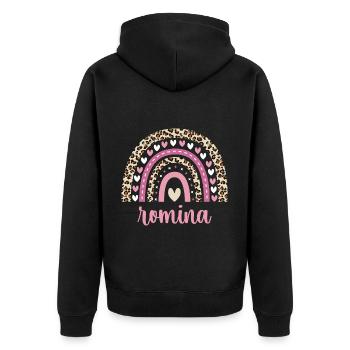Romina Regenbogen Name Geburtstag Romina - Unisex Premium Bio Zip Hoodie - Schwarz - Hinten - Nico (187cm)