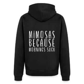 Les mimosas parce que les matins sont nuls - Veste à capuche bio Premium Unisexe - noir - Dos - Nico (187cm)