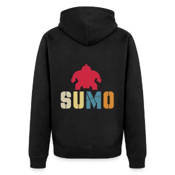 Sumo - Unisex Premium Bio Zip Hoodie - Schwarz - Hinten - Nico (187cm)