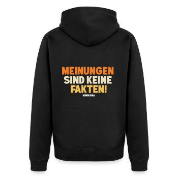 Meinungen vs. Fakten - Unisex Premium Bio Zip Hoodie - Schwarz - Hinten - Nico (187cm)