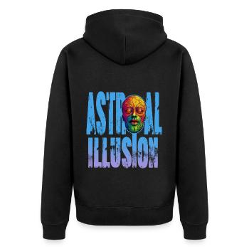 Trippy Goa Gesicht Gesichtsmaske - Tauchen Sie ein - Unisex Premium Bio Zip Hoodie - Schwarz - Hinten - Nico (187cm)