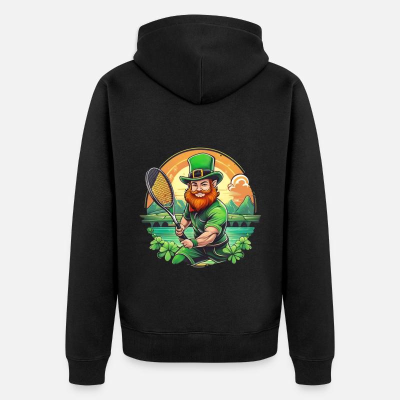 Saint-Patrick Shamrock Tennis - Veste à capuche bio Premium Unisexe - noir