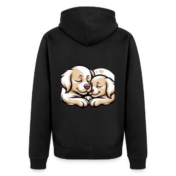 Two Dogs In Love - Unisex Premium Bio Zip Hoodie - Schwarz - Hinten - Nico (187cm)