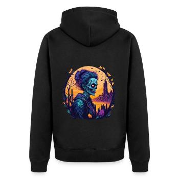 Gruseliges Halloween-partykostüm Zombie - Unisex Premium Organic Zip Hoodie - black - Back - Nico (187cm)
