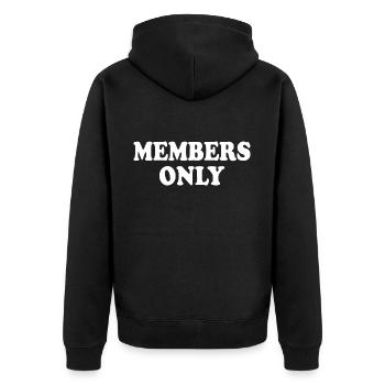members only - Unisex Premium Bio Zip Hoodie - Schwarz - Hinten - Nico (187cm)