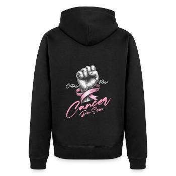 Poing de sensibilisation au cancer du sein et conception d’arc rose - Veste à capuche bio Premium Unisexe - noir - Dos - Nico (187cm)