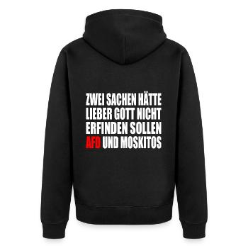 Gegen rechts - Unisex Premium Bio Zip Hoodie - Schwarz - Hinten - Nico (187cm)