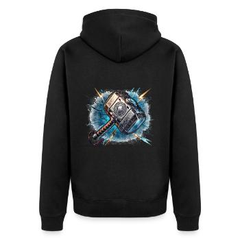 Marteau de Thor avec effets de tonnerre - Veste à capuche bio Premium Unisexe - noir - Dos - Nico (187cm)