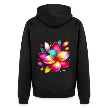Fleur colorée aux couleurs de l’arc-en-ciel - Veste à capuche bio Premium Unisexe - noir - Dos - Nico (187cm)