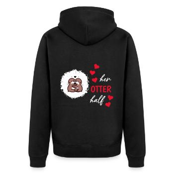 Otter half liebe geschenk - Unisex Premium Bio Zip Hoodie - Schwarz - Hinten - Nico (187cm)