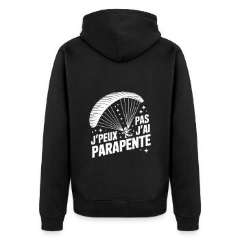 J’peux pas, j’ai parapente – T-shirt humour sport - Veste à capuche bio Premium Unisexe - noir - Dos - Nico (187cm)