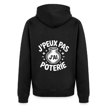 Ich kann nicht, ich habe Töpferei – Humor T-Shirt - Unisex Premium Bio Zip Hoodie - Schwarz - Hinten - Nico (187cm)