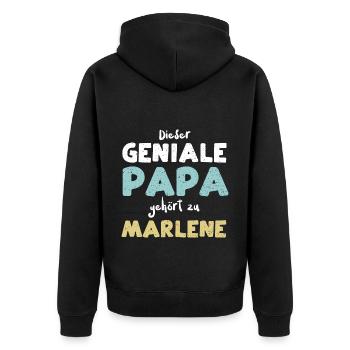 Dieser Geniale Papa Gehört Zu Ma... - Unisex Premium Bio Zip Hoodie - Schwarz - Hinten - Nico (187cm)