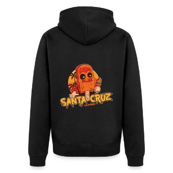 Santa Cruz California vintage retro Surfer Boarder - Unisex Premium Organic Zip Hoodie - black - Back - Nico (187cm)