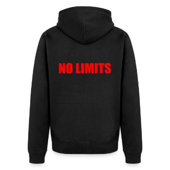 No limits - Unisex Premium Bio Zip Hoodie - Schwarz - Hinten - Nico (187cm)