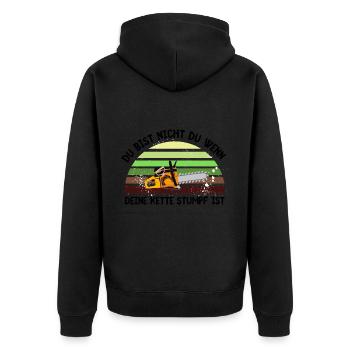 Du bist nicht du ....Kette stumpf - Unisex Premium Bio Zip Hoodie - Schwarz - Hinten - Nico (187cm)