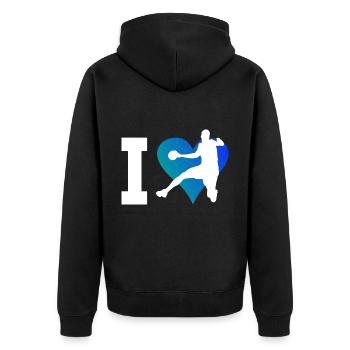 Joueurs de handball Joueurs de handball Jeux de handball - Veste à capuche bio Premium Unisexe - noir - Dos - Nico (187cm)