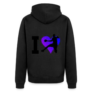 Handball Handball Handball Femmes Hommes - Veste à capuche bio Premium Unisexe - noir - Dos - Nico (187cm)