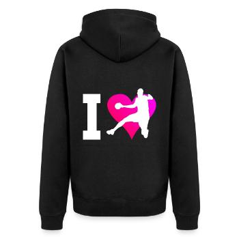 Handball Hommes Jeux de Handball Femmes Handball - Veste à capuche bio Premium Unisexe - noir - Dos - Nico (187cm)