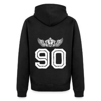 90 Number crown - Unisex Premium Organic Zip Hoodie - black - Back - Nico (187cm)