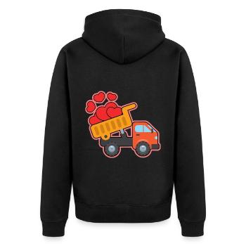 Bagger Baustelle Bauarbeiter Bau Herz I Geschenk - Unisex Premium Bio Zip Hoodie - Schwarz - Hinten - Nico (187cm)