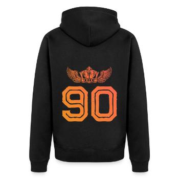 90 Number crown - Unisex Premium Organic Zip Hoodie - black - Back - Nico (187cm)