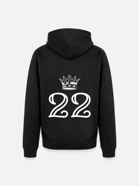 22 Number crown - Unisex Premium Organic Zip Hoodie - black