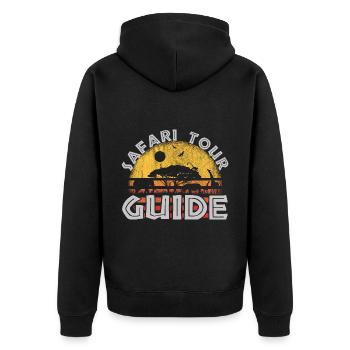 Safari Tour Guide Kostüm Afrika Zoo Tour Reise - Unisex Premium Bio Zip Hoodie - Schwarz - Hinten - Nico (187cm)