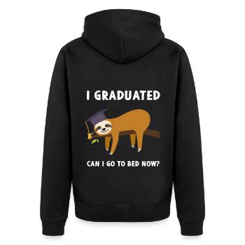 I Graduated Can I Go To Bed Now Sloth - Unisex Premium Organic Zip Hoodie - black - Back - Nico (187cm)