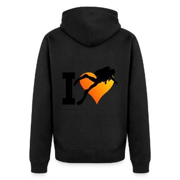 Diver Tauchen Scuba Taucher Free Dive Taucher - Unisex Premium Bio Zip Hoodie - Schwarz - Hinten - Nico (187cm)