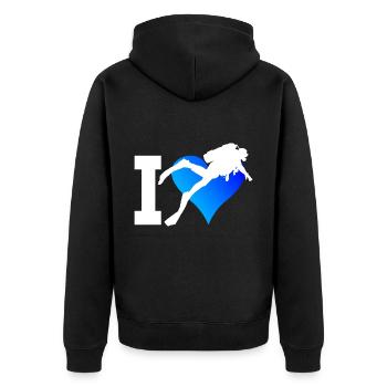 Taucher Scuba Tauchen Diving Scuba Taucher - Unisex Premium Bio Zip Hoodie - Schwarz - Hinten - Nico (187cm)