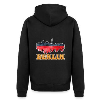 Berlin Germany City Skyline Splash Flag - Unisex Premium Organic Zip Hoodie - black - Back - Nico (187cm)