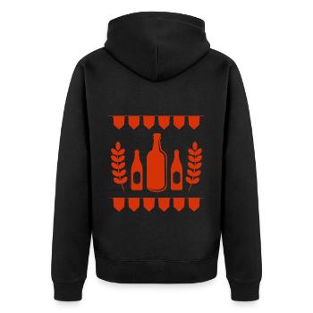Bier - Bierflasche - Party - Volksfest - Unisex Premium Bio Zip Hoodie - Schwarz - Hinten - Nico (187cm)
