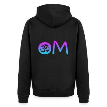 Om - Unisex Premium Bio Zip Hoodie - Schwarz - Hinten - Nico (187cm)