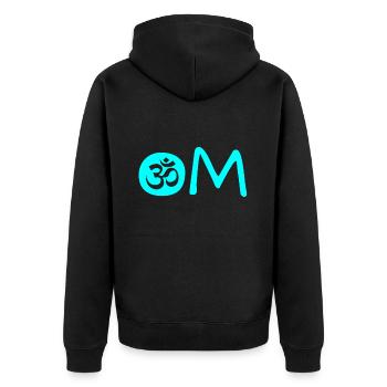 Om Chakra blau - Unisex Premium Bio Zip Hoodie - Schwarz - Hinten - Nico (187cm)