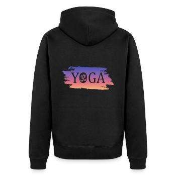 Yoga - Unisex Premium Bio Zip Hoodie - Schwarz - Hinten - Nico (187cm)