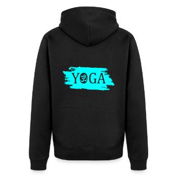 Yoga - Unisex Premium Bio Zip Hoodie - Schwarz - Hinten - Nico (187cm)